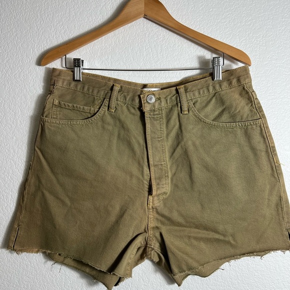 RE/DONE 50s Cutoff‎ Denim Shorts vintage faded green 32 button fly - Picture 2 of 6